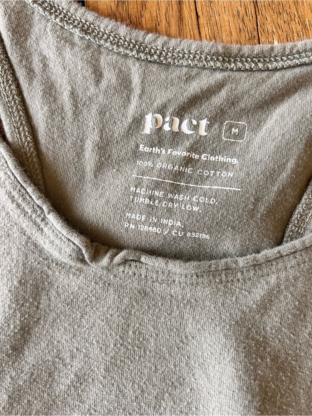 Pact Olive Green Racerback Tank medium organic cotton - Picture 2 of 5